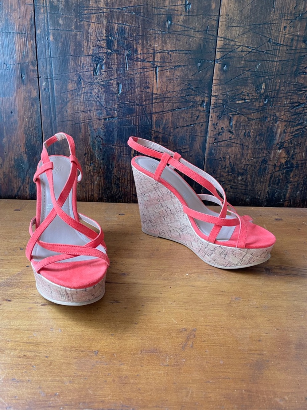 H&M Coral Strappy Cork-Platform Sandals